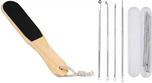 Blackhead Remover Needles, 4 Pcs & Foot Filer, Set of 2, Multicolor