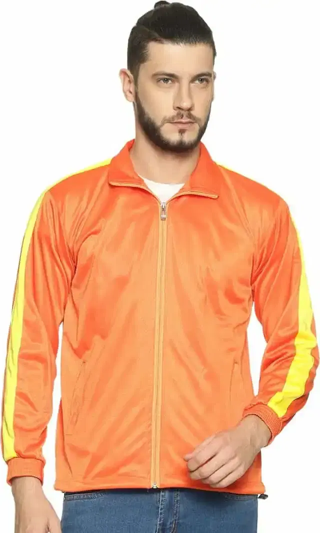 HPS Sports Full Sleeve Solid mens Jacket (Orange, S) (HP0372)