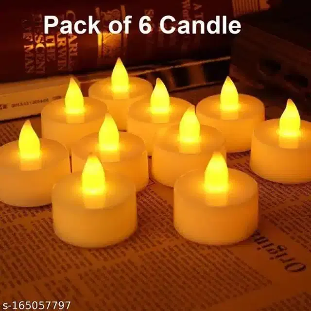 LED Candles Diwali Lights, Yellow, Pack of 6