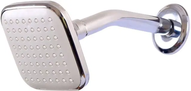 Stainless Steel High Pressure Shower Head, 4x4 inches with Arm Shower Complete Set, Silver, Set of 1