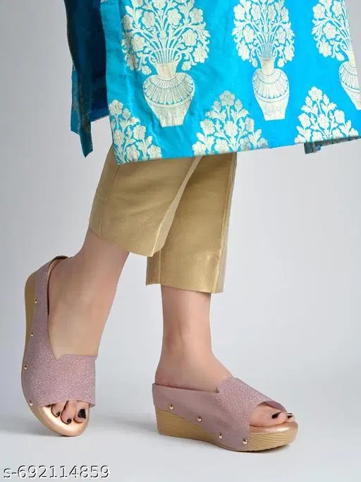 Solid Heel Sandals for Women (Black, IND-7)