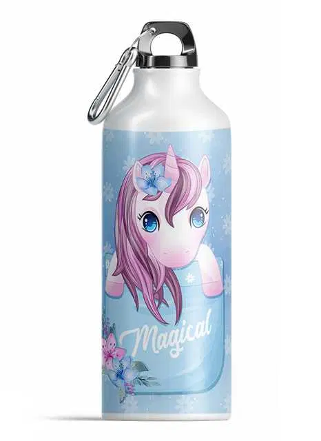 Printed Aluminium Cartoon Sipper Water Bottle for Kids, Multicolor, 600 ml, GT-468