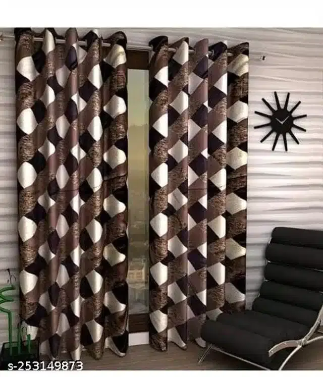 Curtains for Door, Brown, 5 Feet, Pack of 2