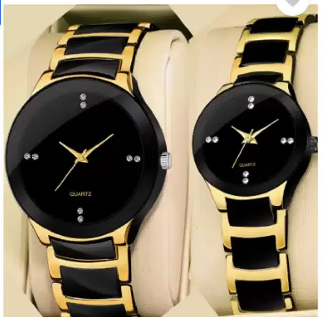 Couple Analog Watches, Pack of 2 (Black)