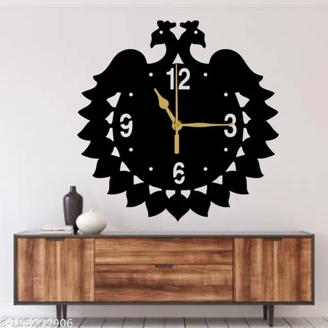 Wooden Wall Clock for Home, Black