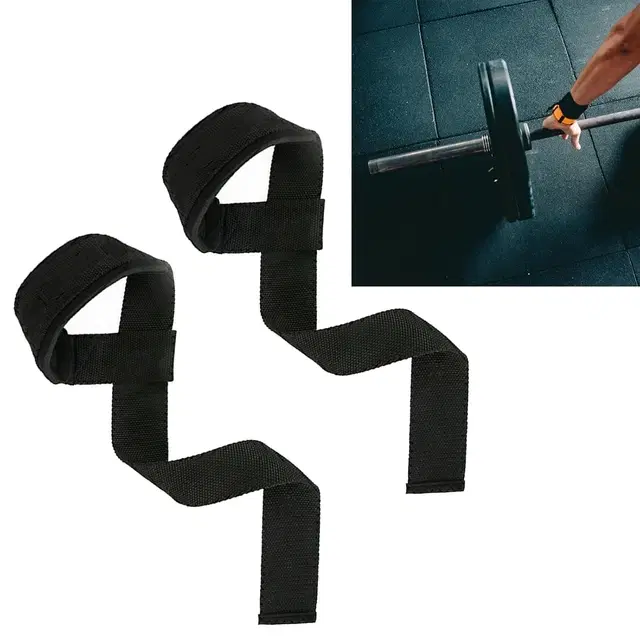 Weight Lifting Straps and Wrist Support, Black, Set of 1