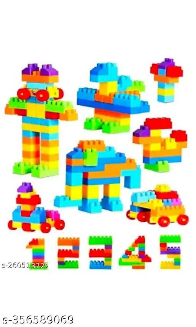 Plastic Block Toys for Kids, Multicolor, Set of 60