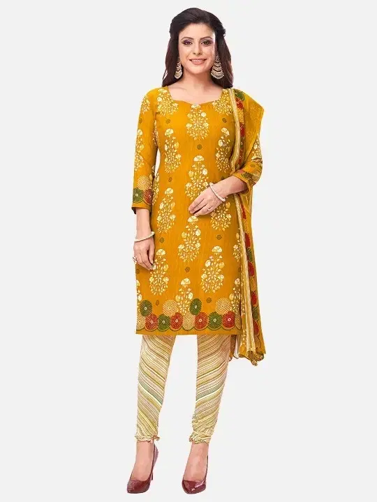 Unstitched Dress Material for Women & Girls (Yellow)