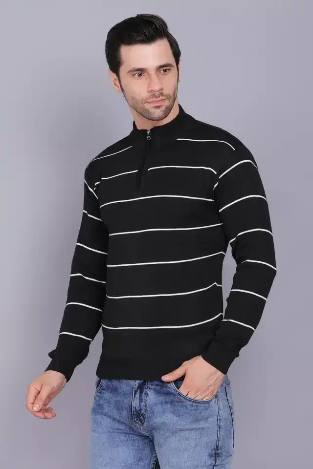 Men's Casual Sweater (Black, L) (A-09)