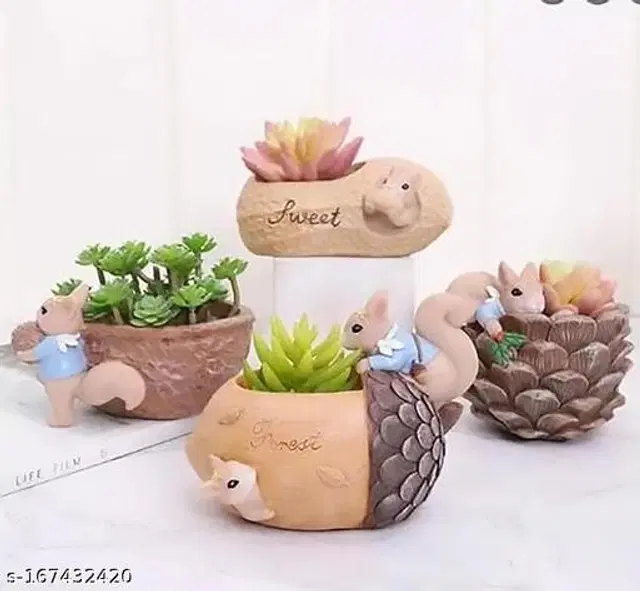 Terracotta Decorative Plant Holders for Home Decor, Multicolor, Pack of 4