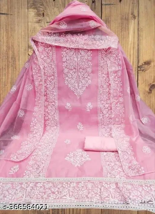 Embroidered Floral Patiala Suits for Women (Pink, Un Stitched)