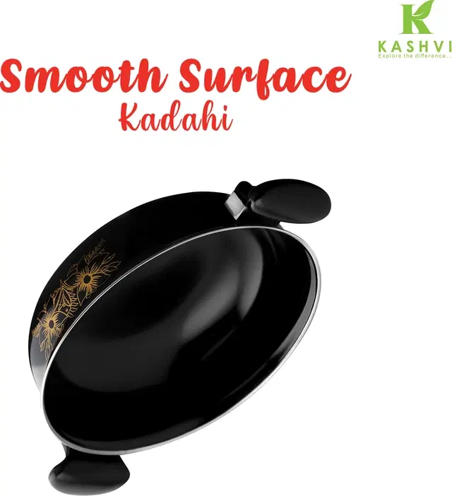 Cast Iron Kadai, Black, 28 cm