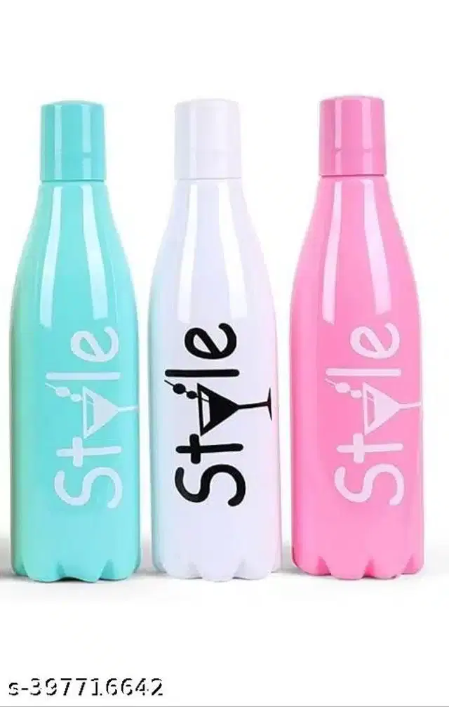 Plastic Water Bottles, Multicolor, 500 ml, Pack of 3)