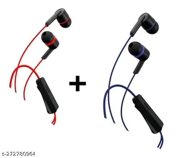 Premium 3.5 mm Jack Wired Earphones, Multicolor, Pack of 2