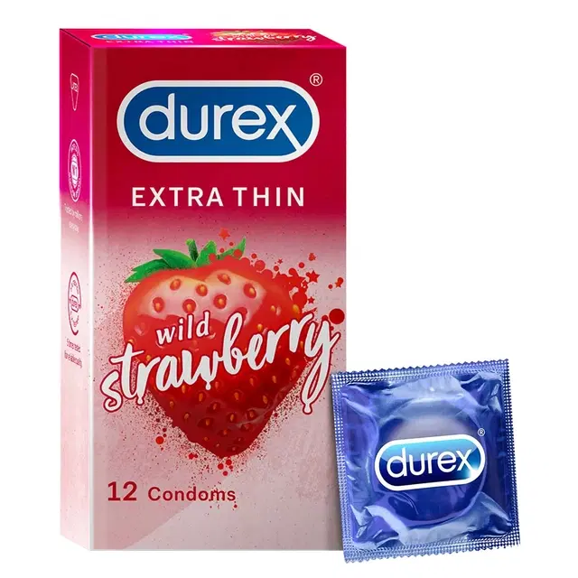 Durex Extra Thin Condom Wild Strawberry - 12s