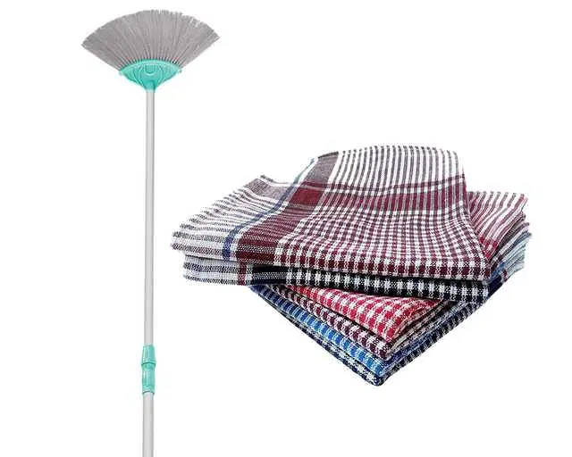 Custocustomized Hunt Mor Ceiling Jala Cleaning Plastic Mor Jala Cobweb & Dust With Sheru Duster With Kitchencloth, 7 Pc, A-9