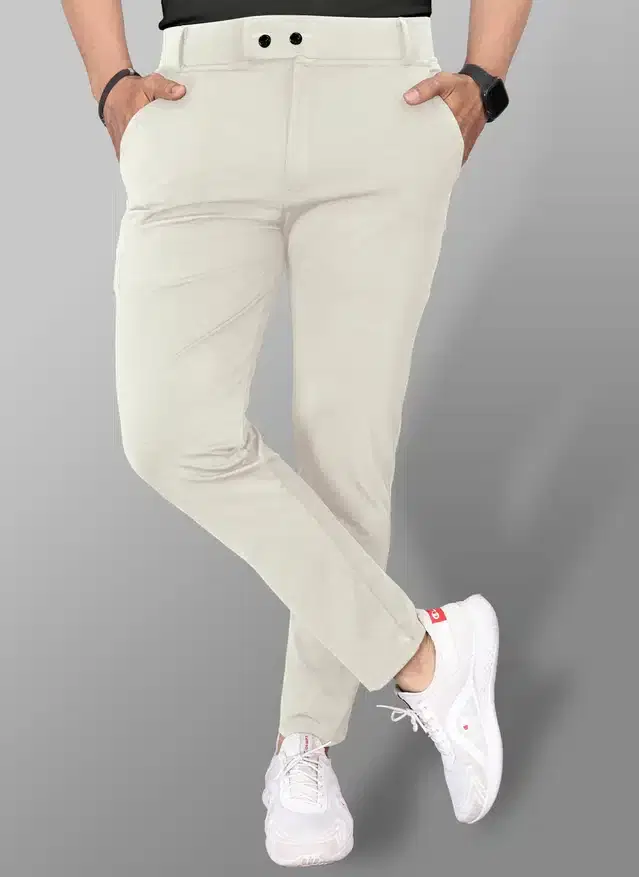 Lycra Blend Trouser for Men (Beige, 28)
