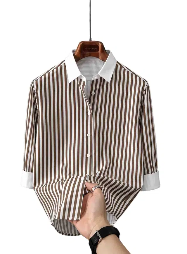 Printed Casual Shirts for Men (Coffee, S)