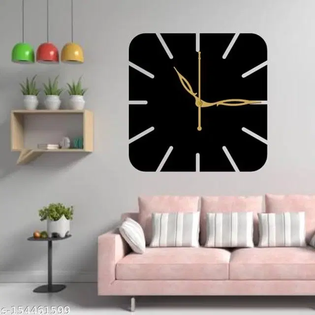 Wooden Wall Clock for Home, Black