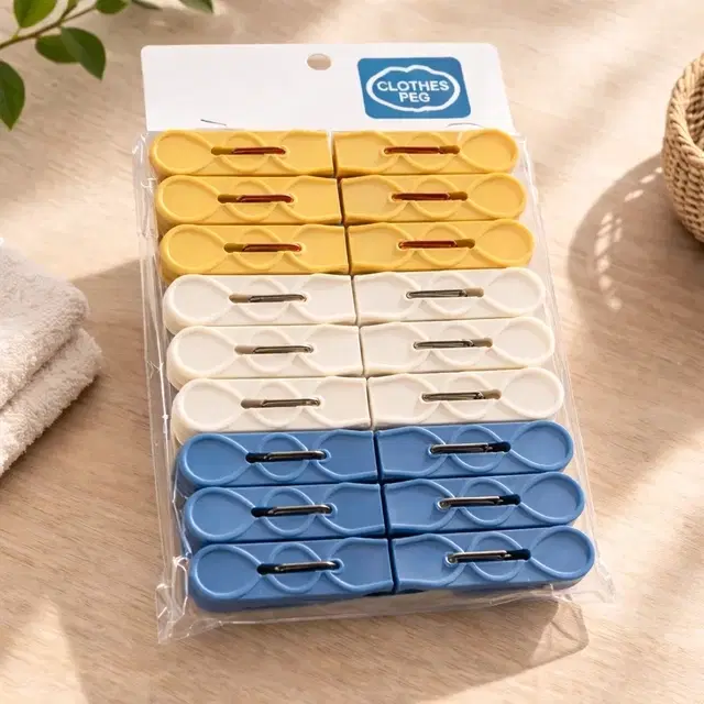 Plastic Clothespins Set 24-Piece Strong Grip Laundry Clips for Clothes Drying – Non-Slip, Durable, Multi-Color Pegs