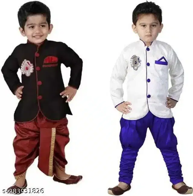 Sherwani Set for Boys, Pack of 2 (Multicolor, 1-2 Years)