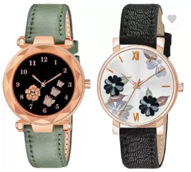 Analog Watch for Women & Girls, Pack of 2 (Multicolor)