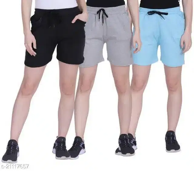 Denim Shorts for Women, Pack of 3 (Multicolor, 28)