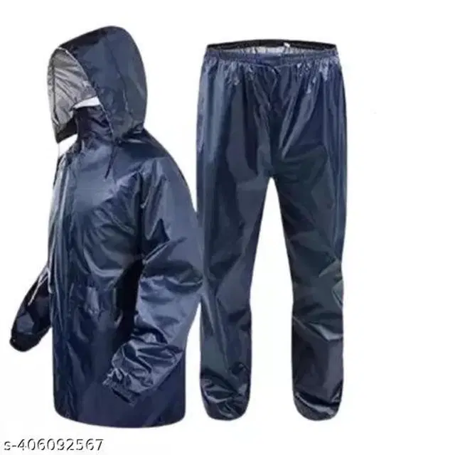 Polyester Rain Coat for Men, Navy Blue, S
