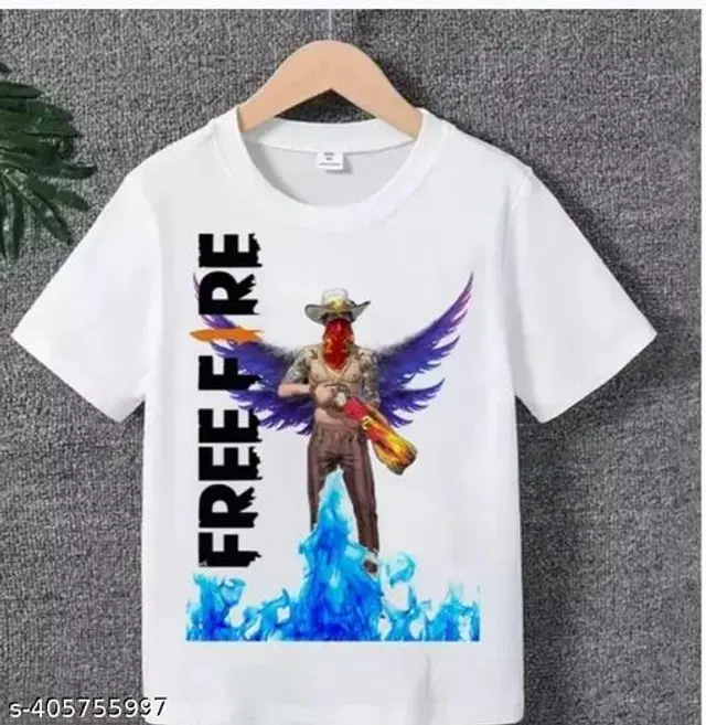 Polyester Round Neck T-Shirt for Boys (White, 1-2 Years)