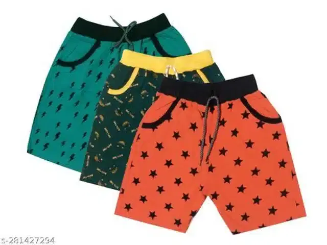Shorts for Boys, Pack of 3 (Multicolor, 6-7 Years)
