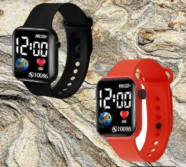 Digital Watch for Men & Women, Pack of 2 (Multicolor)