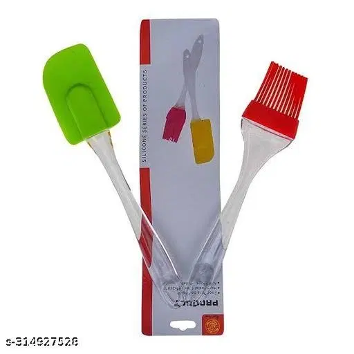 Silicone Spatula with Oil Brush for Kitchen, Multicolor, Set of 2