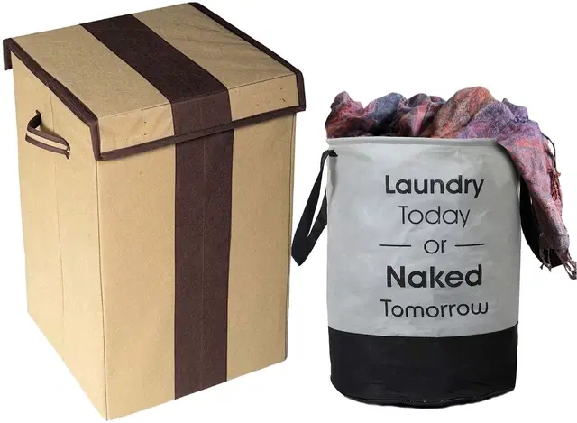 Canvas Laundry Basket,Multicolor,  (Pack Of 3)