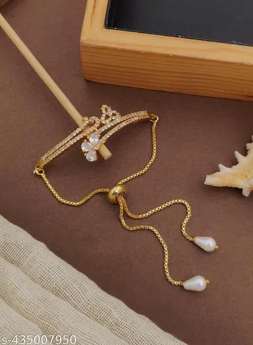 Girls Gold-Plated Stone-Studded Bracelet