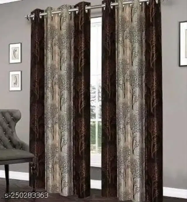 Curtains for Door, Brown, 5 Feet, Pack of 2