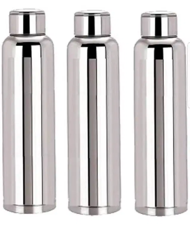 Stainless Steel Water Bottle, Silver, 1000 ml, Pack of 3