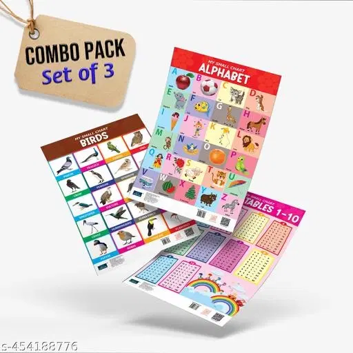 Bookford Publications My small chart Alphabet, Birds & Tables (Set of 3)