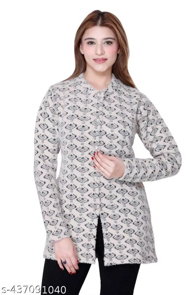Woolen Sweaters for Women (Off White, S)