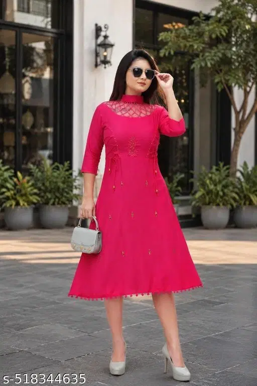 Western Party Gown for Women (Pink, XS)