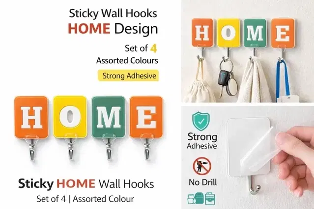 Sticky Home Wall Hook Assorted Colour