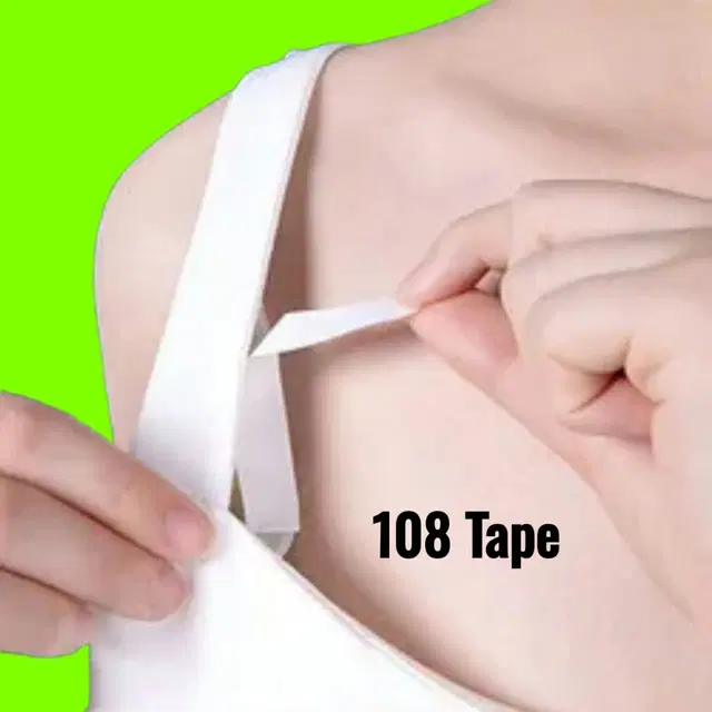 Acrylic Film Clothing 108 Double Sided Tape Strips, Transparent, Set of 1