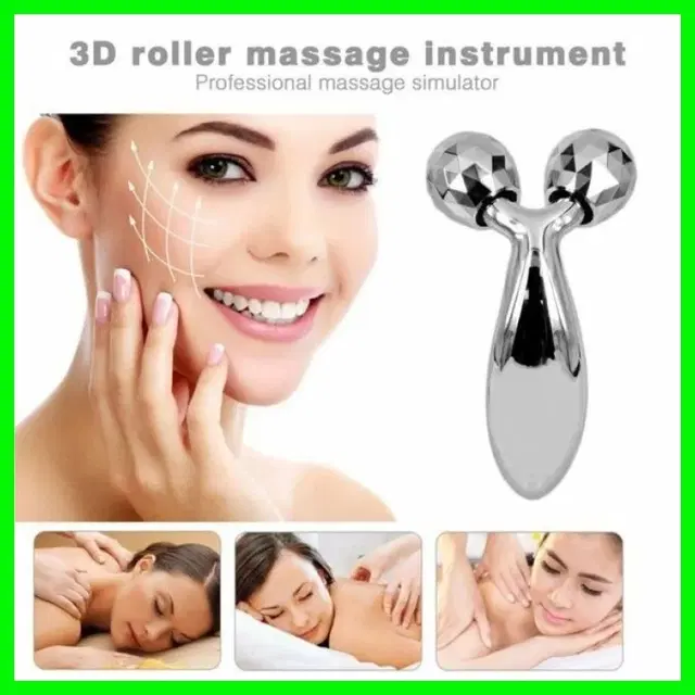 3D Face Massage Roller, Silver