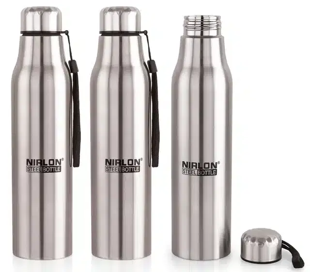 Stainless Steel Insulated Single Wall Water Bottle, Pack of 3, Silver, 650 ml