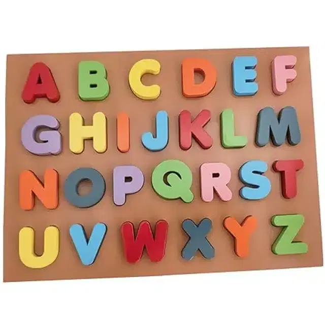 Wooden English Alphabets & Color Learning Educational Board for Kids, Multicolor, Set of 1