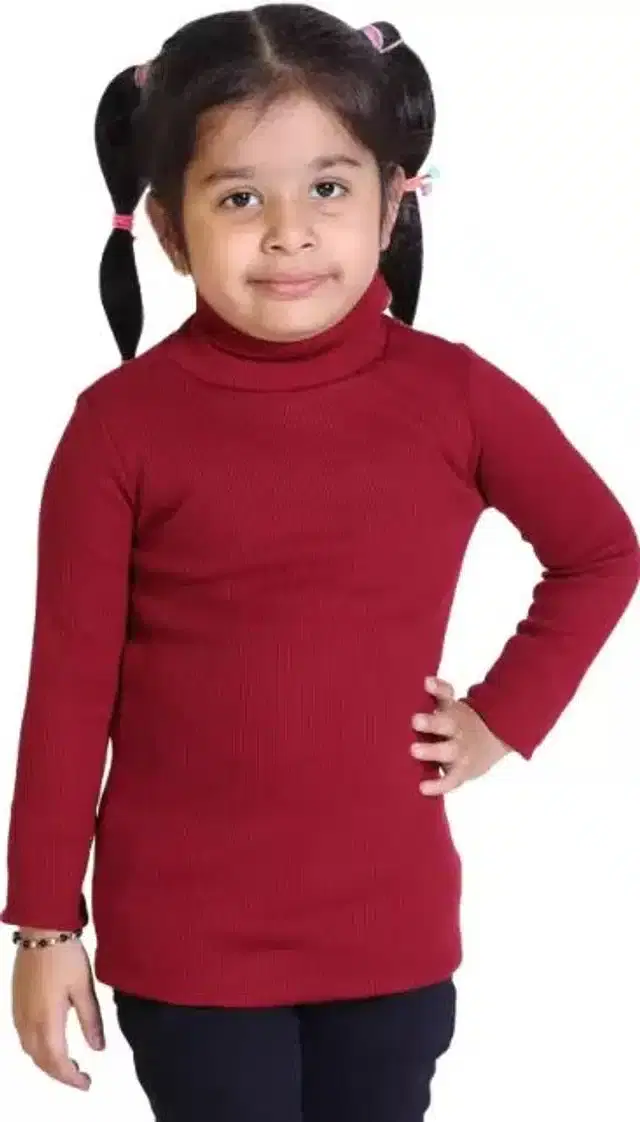 Woolen High Neck Sweater for Kids (Maroon, 6-12 Months)