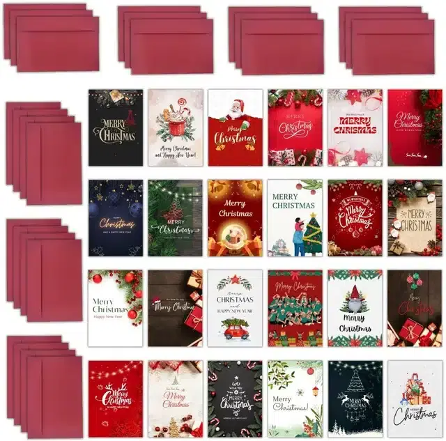 Designer Blank Greeting Cards with Envelope, Multicolor, Set of 24