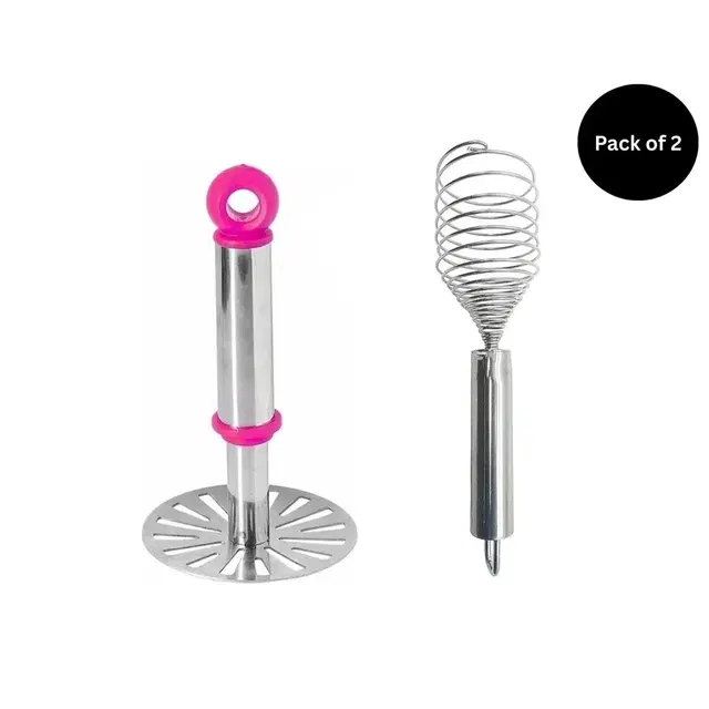 2 Pc Kitchen Tool Set (Potato Masher, Egg Beater)