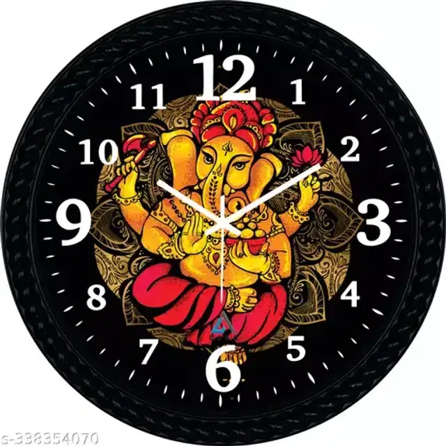 Plastic Analog Wall Clock, Black & Yellow