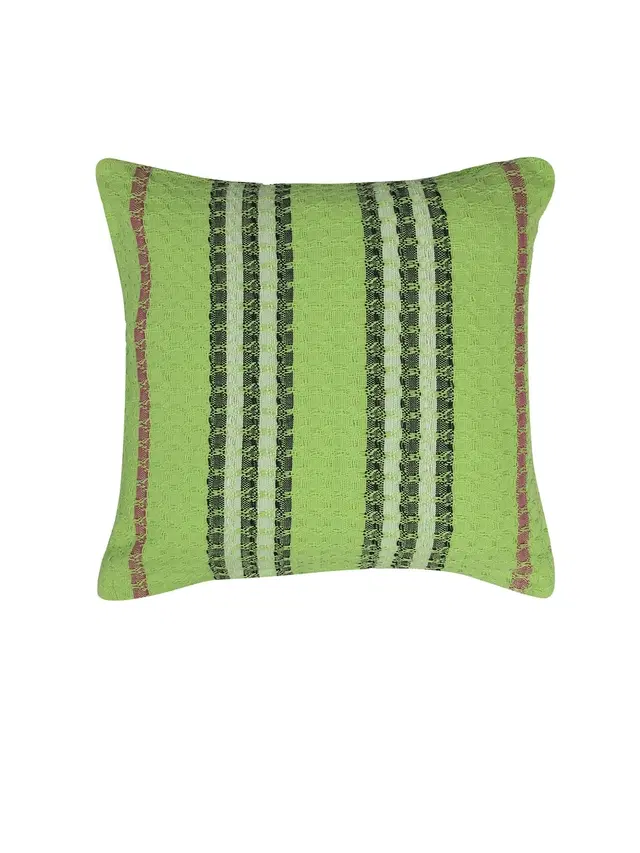 Cotton Cushion Cover, Green, 16x16 inches