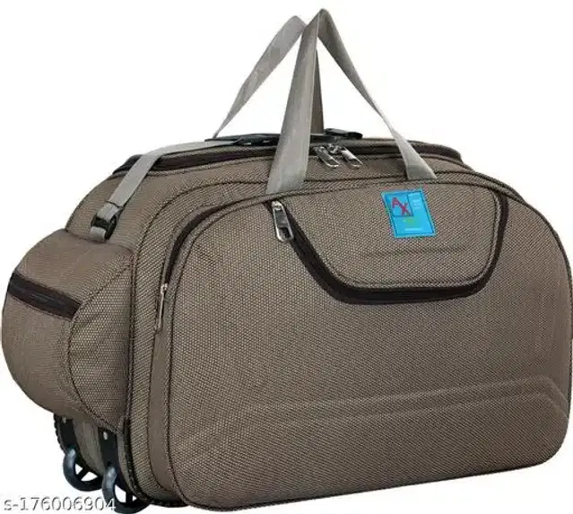 Polyester Trolley Duffel Bag for Men & Women, Brown